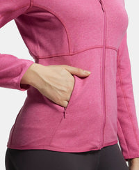 Polyester Cotton Interlock Slim Fit Full Zip High Neck Jacket with Convenient Zipper Pockets - Ibis Rose Melange-8