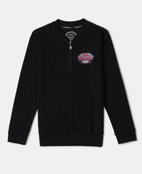 Super Combed Cotton Rich Mandarin Collar Sweatshirt - Black-1