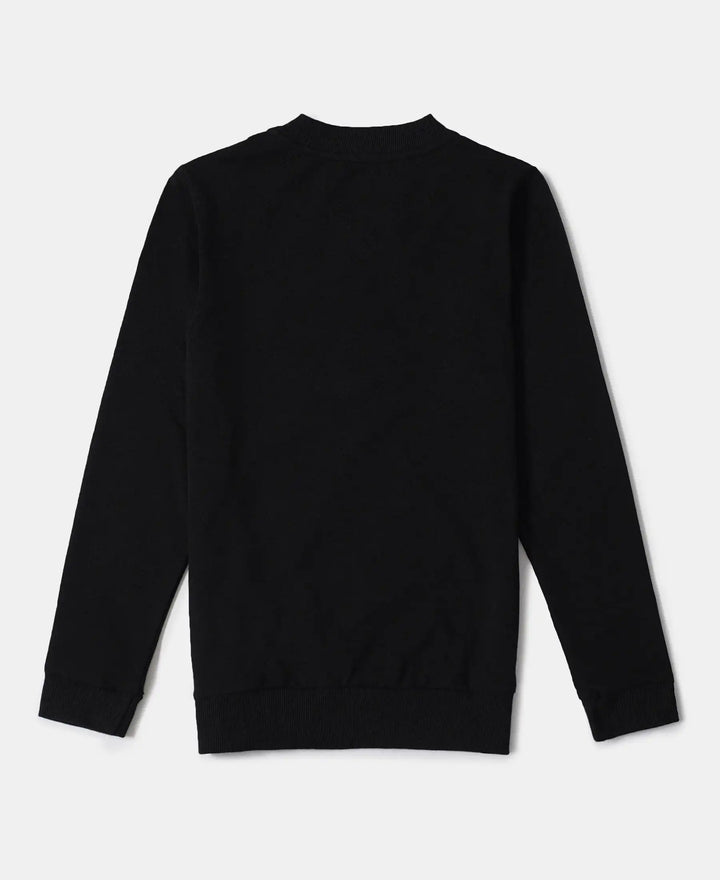Super Combed Cotton Rich Mandarin Collar Sweatshirt - Black-2