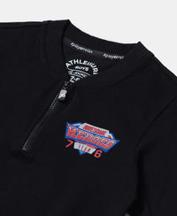 Super Combed Cotton Rich Mandarin Collar Sweatshirt - Black-3
