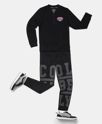 Super Combed Cotton Rich Mandarin Collar Sweatshirt - Black-4