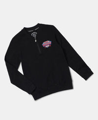 Super Combed Cotton Rich Mandarin Collar Sweatshirt - Black-5