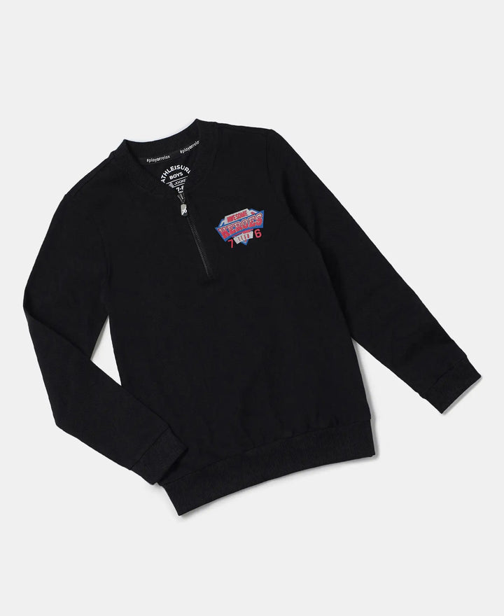 Super Combed Cotton Rich Mandarin Collar Sweatshirt - Black-5