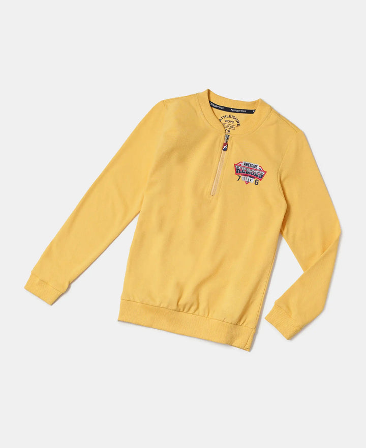 Super Combed Cotton Rich Mandarin Collar Sweatshirt - Corn Silk-5