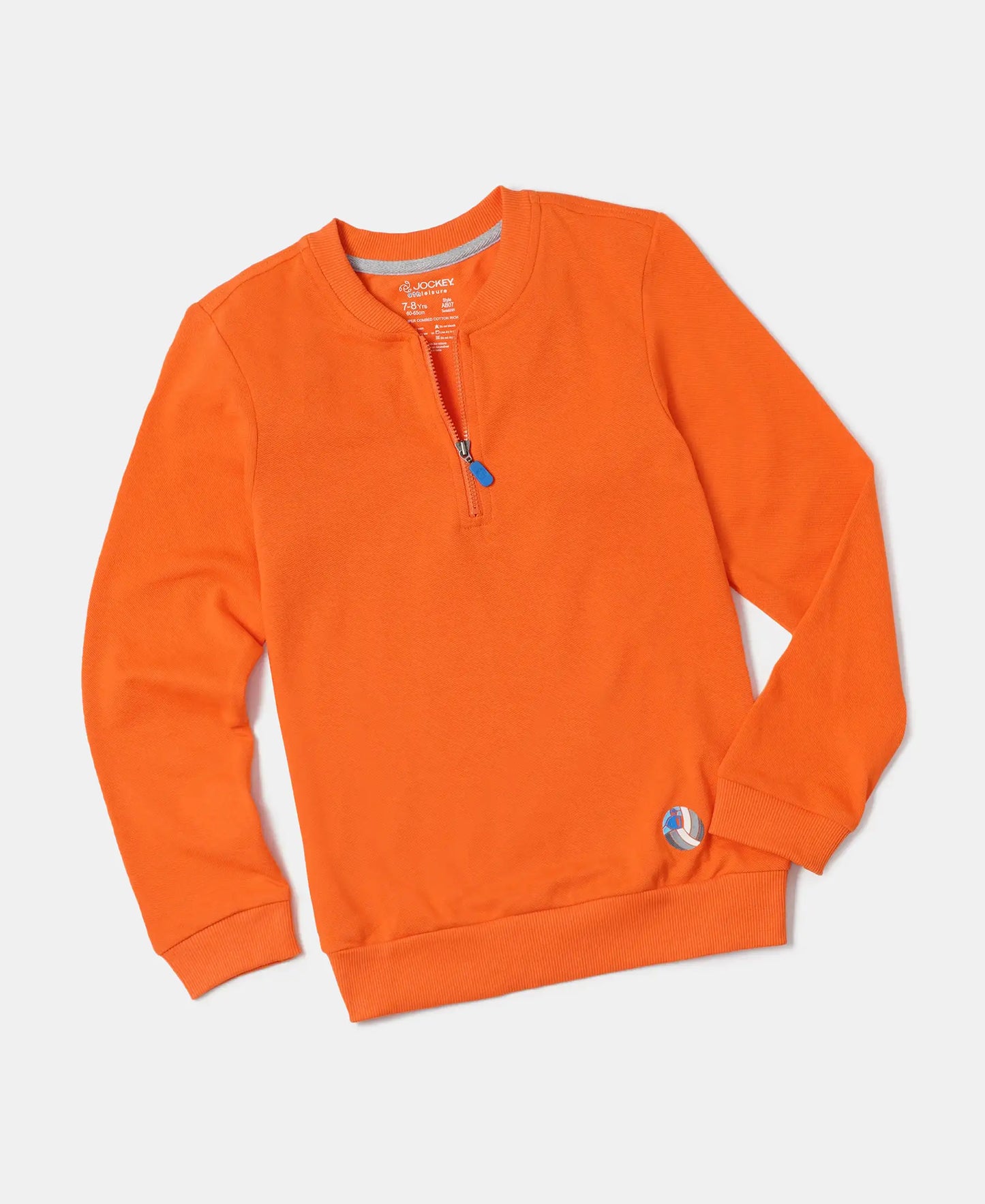 Super Combed Cotton Rich Mandarin Collar Sweatshirt - Golden Poppy-5