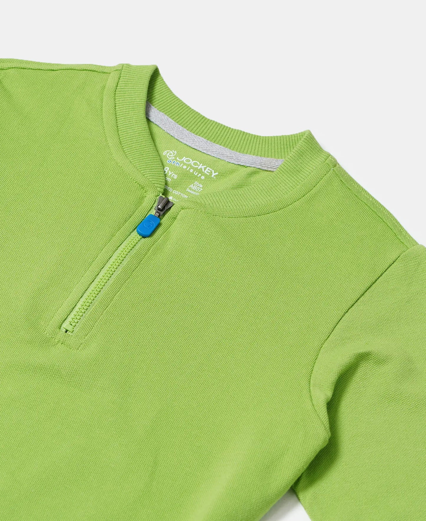 Super Combed Cotton Rich Mandarin Collar Sweatshirt - Greenery-3