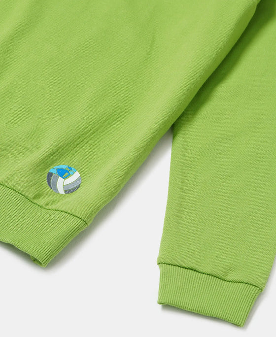 Super Combed Cotton Rich Mandarin Collar Sweatshirt - Greenery-4