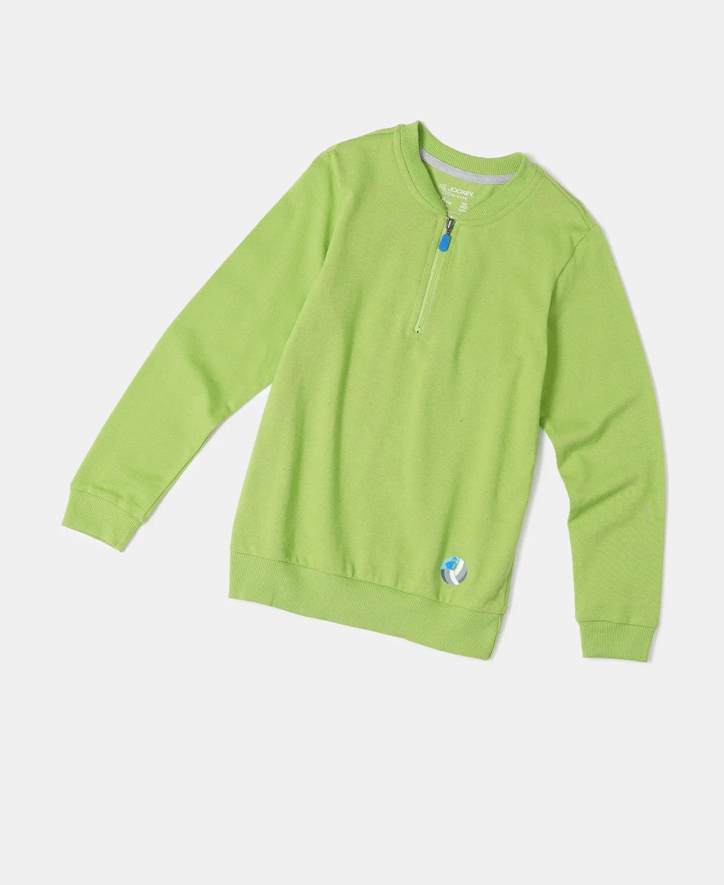 Super Combed Cotton Rich Mandarin Collar Sweatshirt - Greenery-6