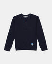 Super Combed Cotton Rich Mandarin Collar Sweatshirt - Navy-1
