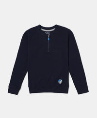 Super Combed Cotton Rich Mandarin Collar Sweatshirt - Navy-1