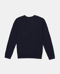 Super Combed Cotton Rich Mandarin Collar Sweatshirt - Navy-2
