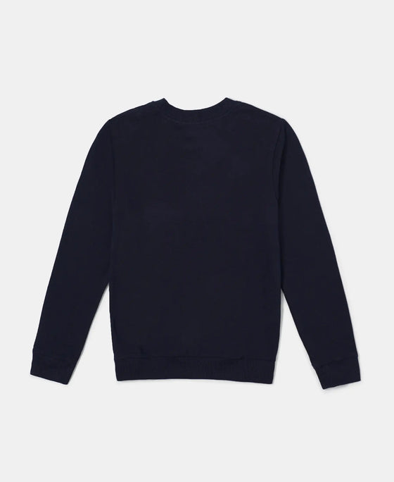 Super Combed Cotton Rich Mandarin Collar Sweatshirt - Navy-2