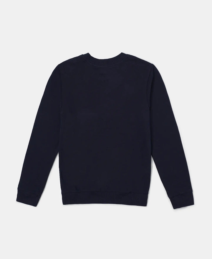 Super Combed Cotton Rich Mandarin Collar Sweatshirt - Navy-2
