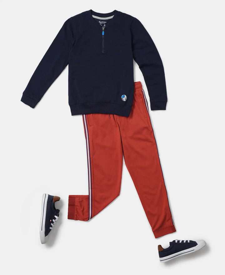 Super Combed Cotton Rich Mandarin Collar Sweatshirt - Navy-4