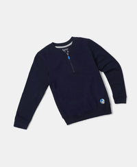 Super Combed Cotton Rich Mandarin Collar Sweatshirt - Navy-5