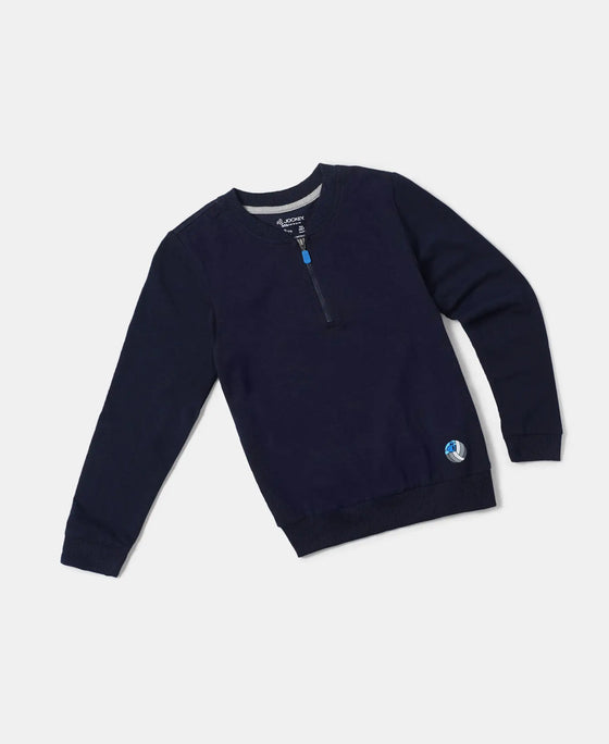 Super Combed Cotton Rich Mandarin Collar Sweatshirt - Navy-5