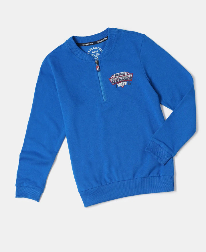 Super Combed Cotton Rich Mandarin Collar Sweatshirt - Neon Blue-5