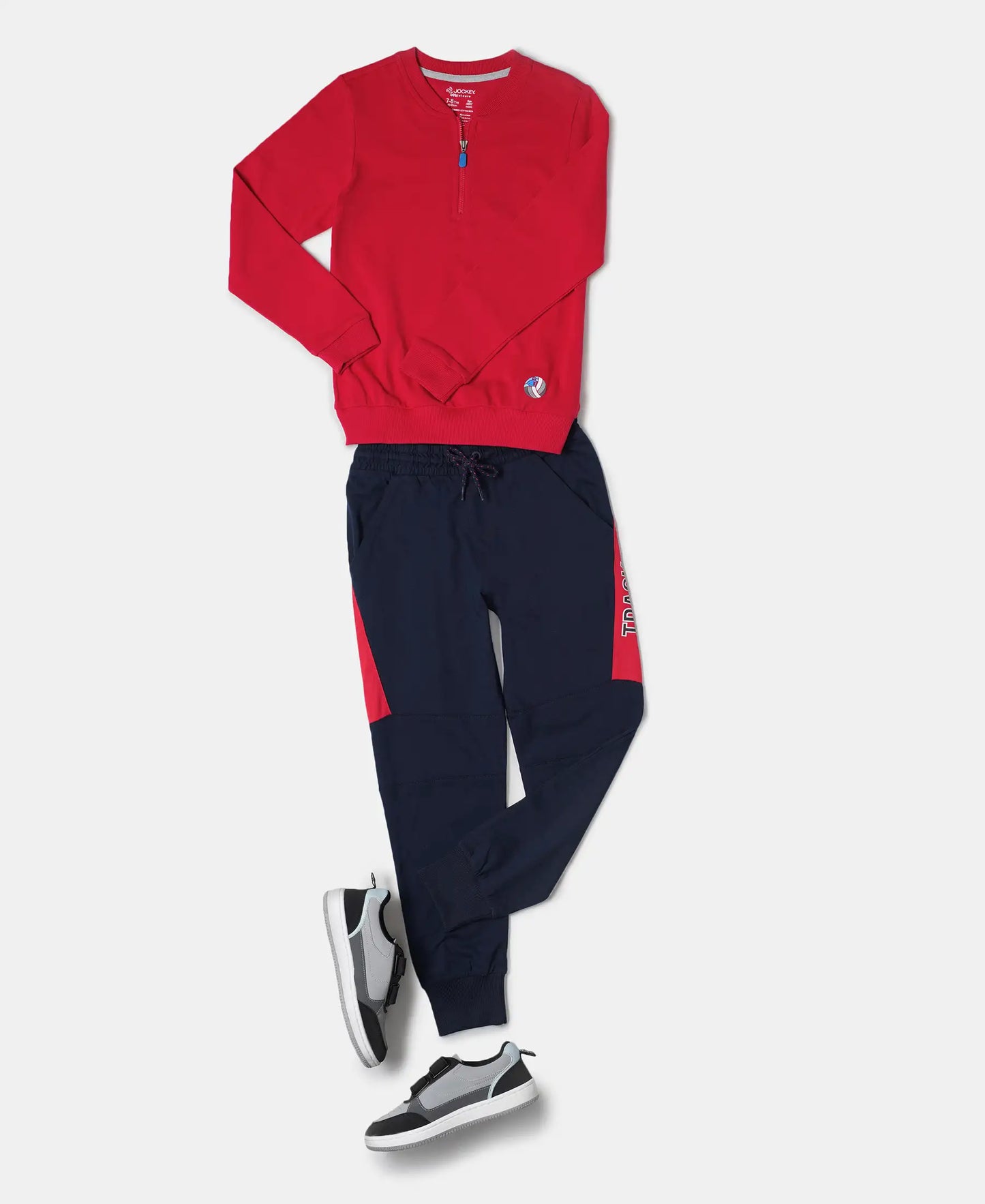 Super Combed Cotton Rich Mandarin Collar Sweatshirt - Team Red-4