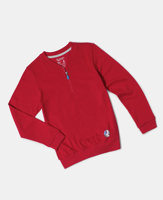 Super Combed Cotton Rich Mandarin Collar Sweatshirt - Team Red-5