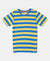 Super Combed Cotton Striped Half Sleeve T-Shirt - Neon Blue & Maize-1