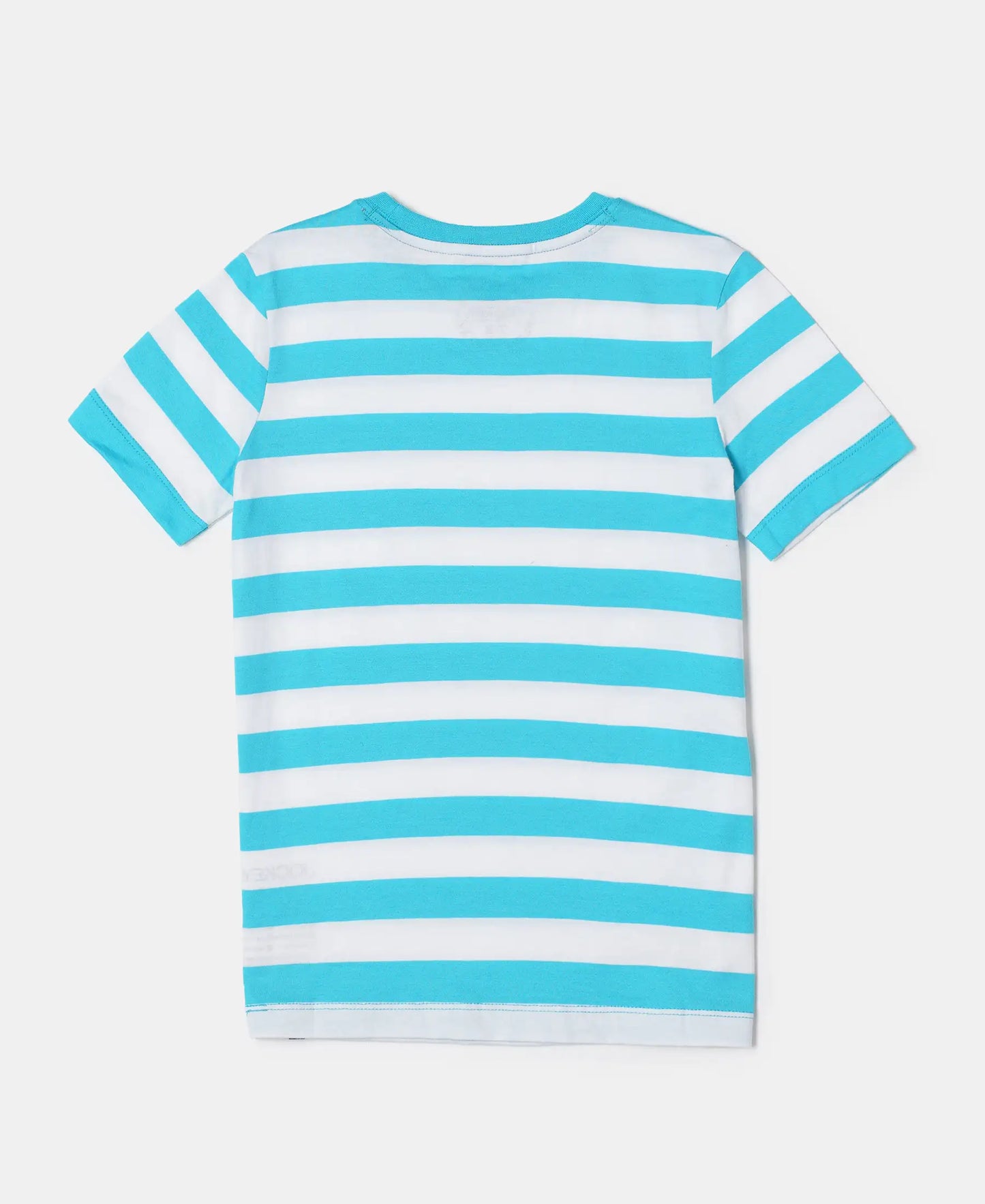 Super Combed Cotton Striped Half Sleeve T-Shirt - Scuba blue/white-2
