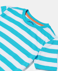 Super Combed Cotton Striped Half Sleeve T-Shirt - Scuba blue/white-3