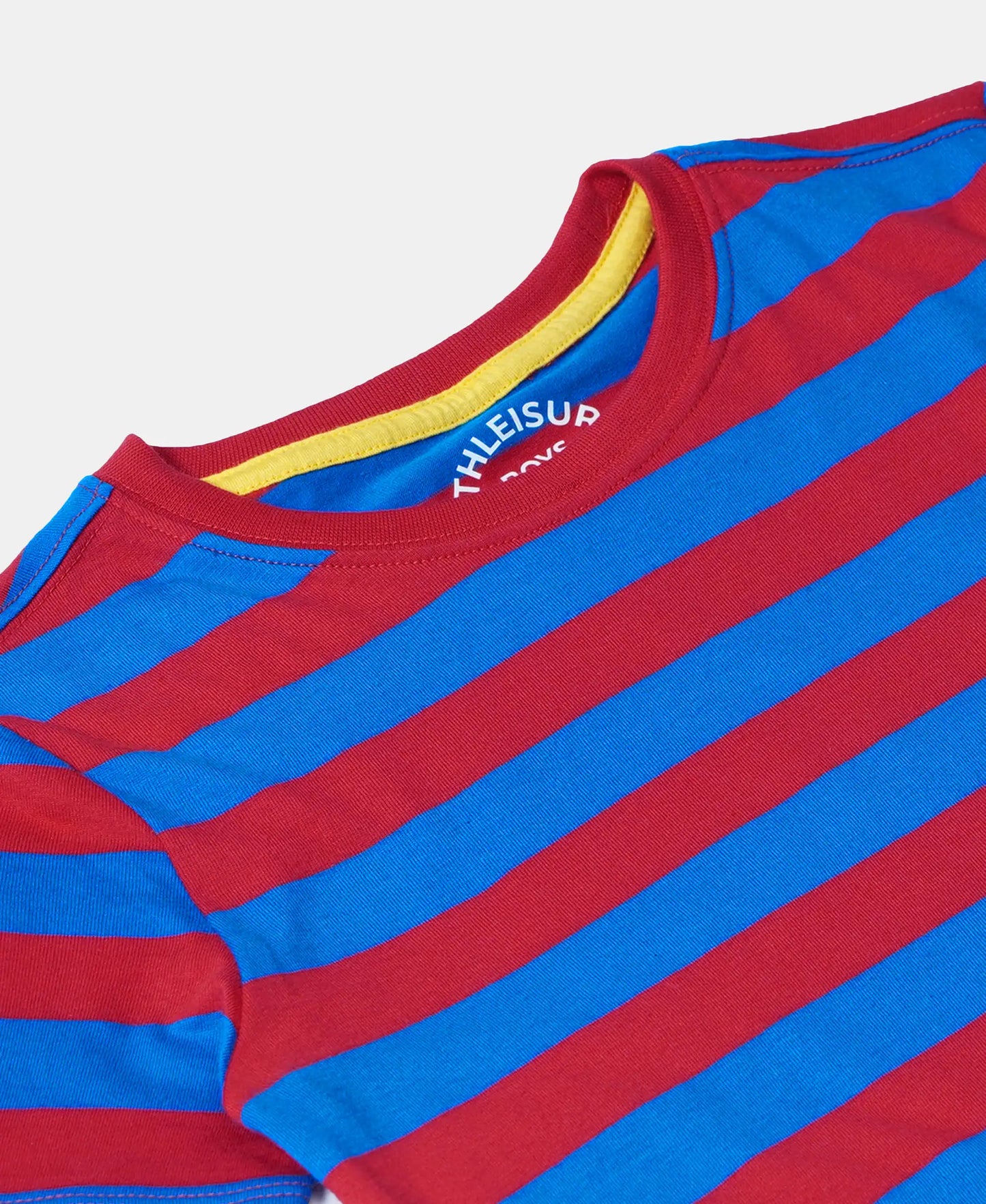 Super Combed Cotton Striped Half Sleeve T-Shirt - Team Red/J Neon Blue-3