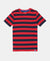 Super Combed Cotton Striped Half Sleeve T-Shirt - Wordly Red & Navy-1