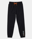 Super Combed Cotton Rich Graphic Printed Joggers with Elasticated Hem - Black-1
