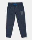 Super Combed Cotton Rich Graphic Printed Joggers with Elasticated Hem - Blue Snow Melange-1