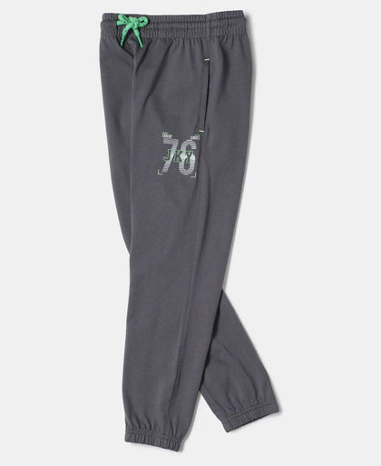 Super Combed Cotton Rich Graphic Printed Joggers with Elasticated Hem - Gunmetal-5