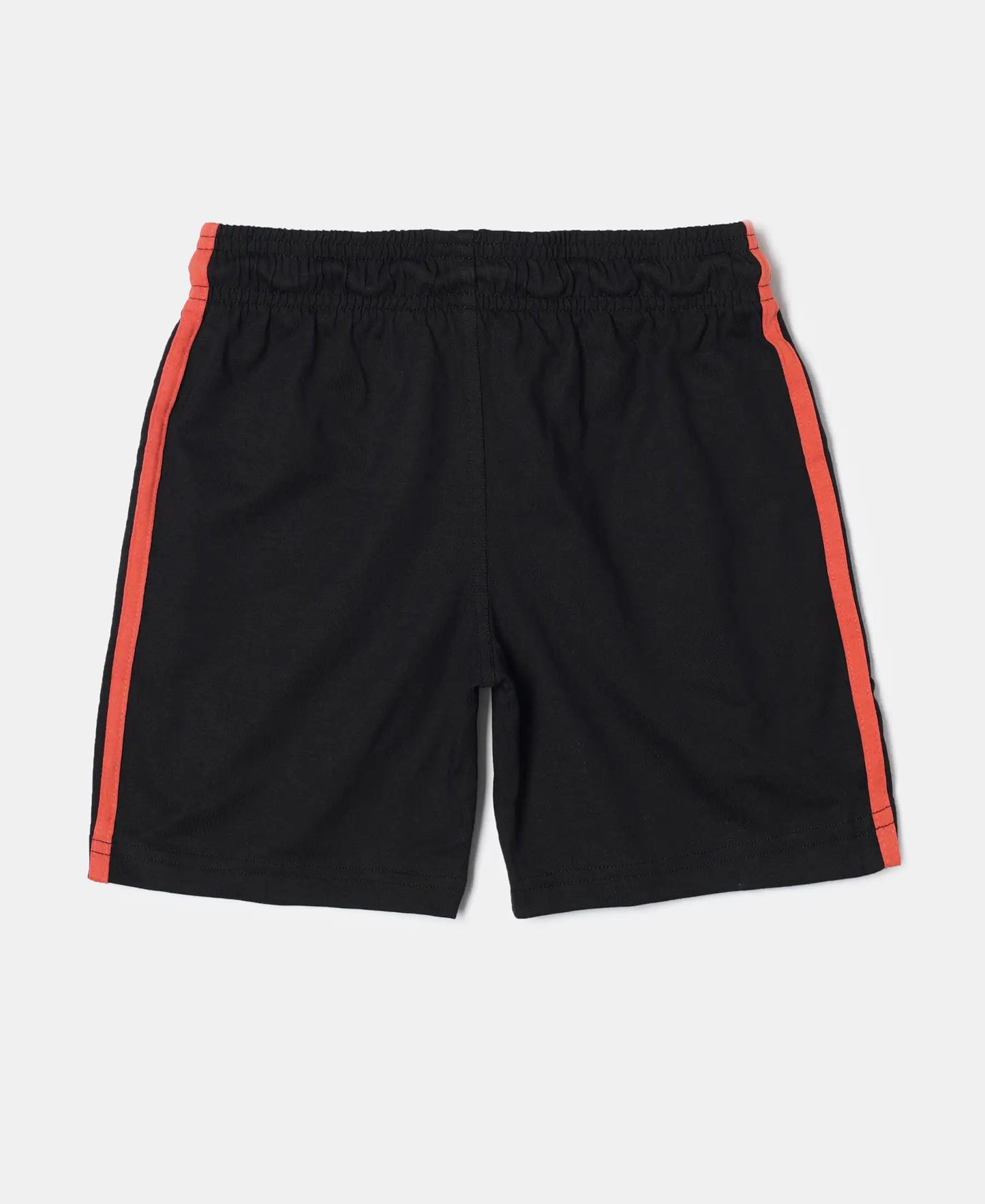 Super Combed Cotton Rich Graphic Printed Shorts with Contrast Side Taping - Black-2