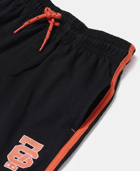 Super Combed Cotton Rich Graphic Printed Shorts with Contrast Side Taping - Black-3