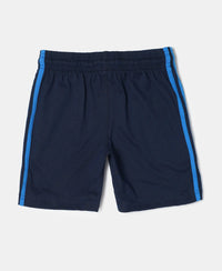 Super Combed Cotton Rich Graphic Printed Shorts with Contrast Side Taping - Navy-2