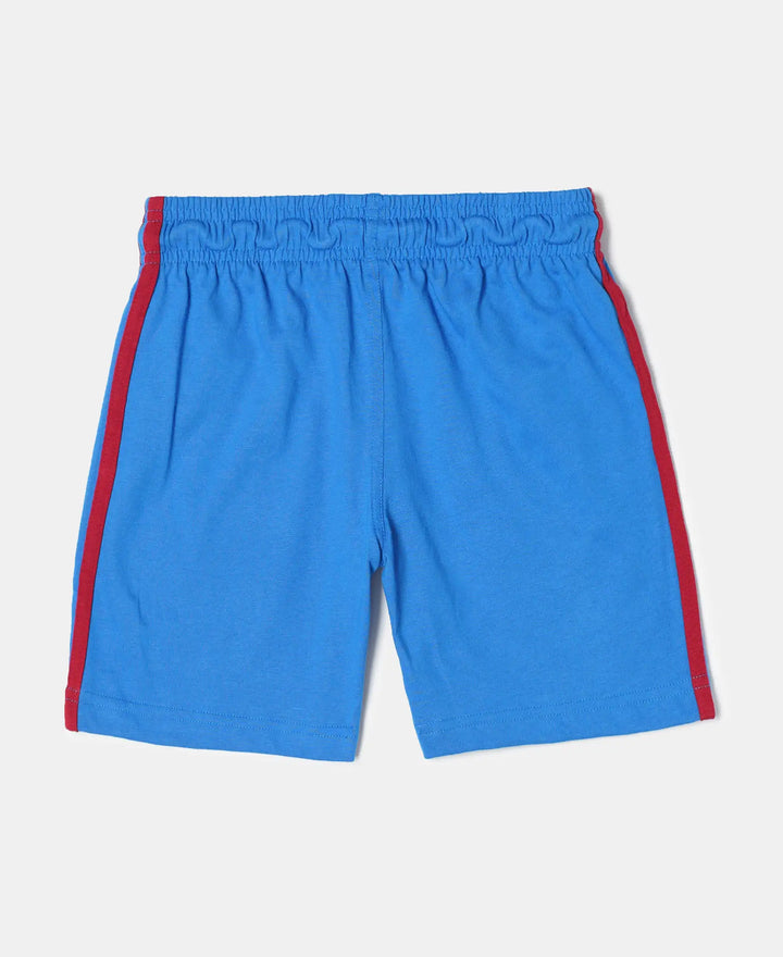 Super Combed Cotton Rich Graphic Printed Shorts with Contrast Side Taping - Neon Blue-2