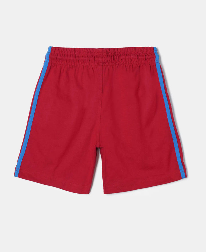 Super Combed Cotton Rich Graphic Printed Shorts with Contrast Side Taping - Shanghai Red-2