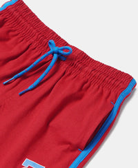 Super Combed Cotton Rich Graphic Printed Shorts with Contrast Side Taping - Shanghai Red-3