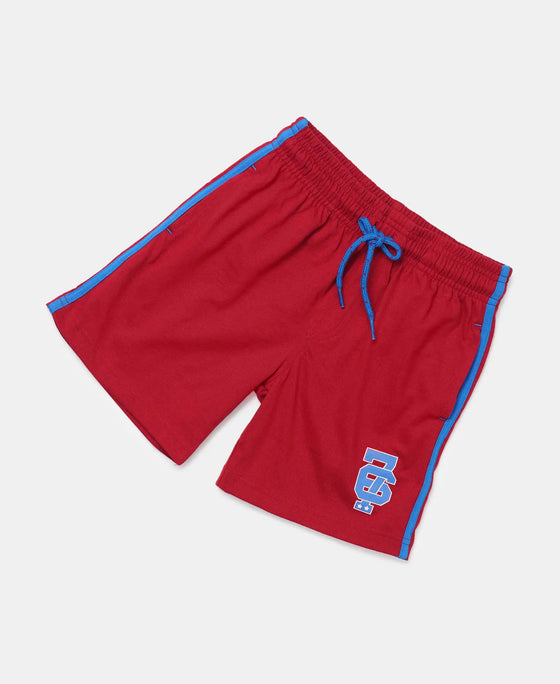 Super Combed Cotton Rich Graphic Printed Shorts with Contrast Side Taping - Shanghai Red-5
