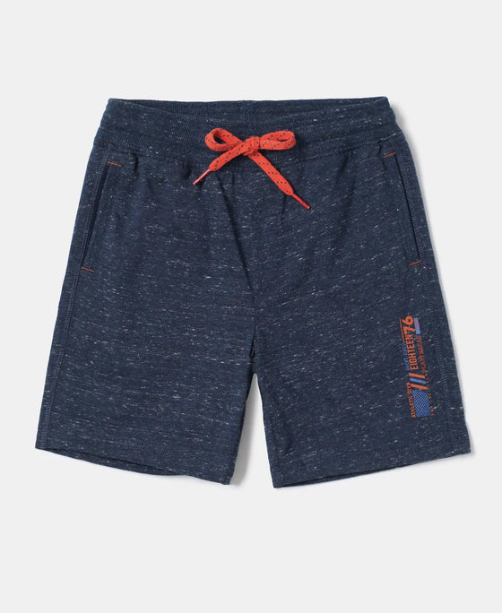 Super Combed Cotton Rich Graphic Printed Shorts - Blue Snow Melange-1