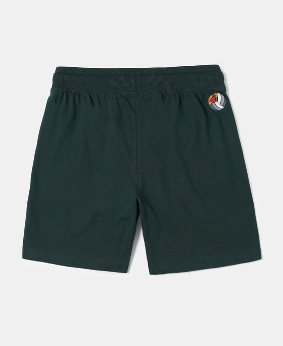 Super Combed Cotton Rich Graphic Printed Shorts - Pine Green-2