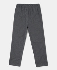 Super Combed Cotton Rich Graphic Printed Trackpants with Contrast Side Piping - Charcoal Melange-2