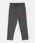 Super Combed Cotton Rich Graphic Printed Trackpants with Contrast Side Piping - Charcoal Melange & Shanghai Red-1
