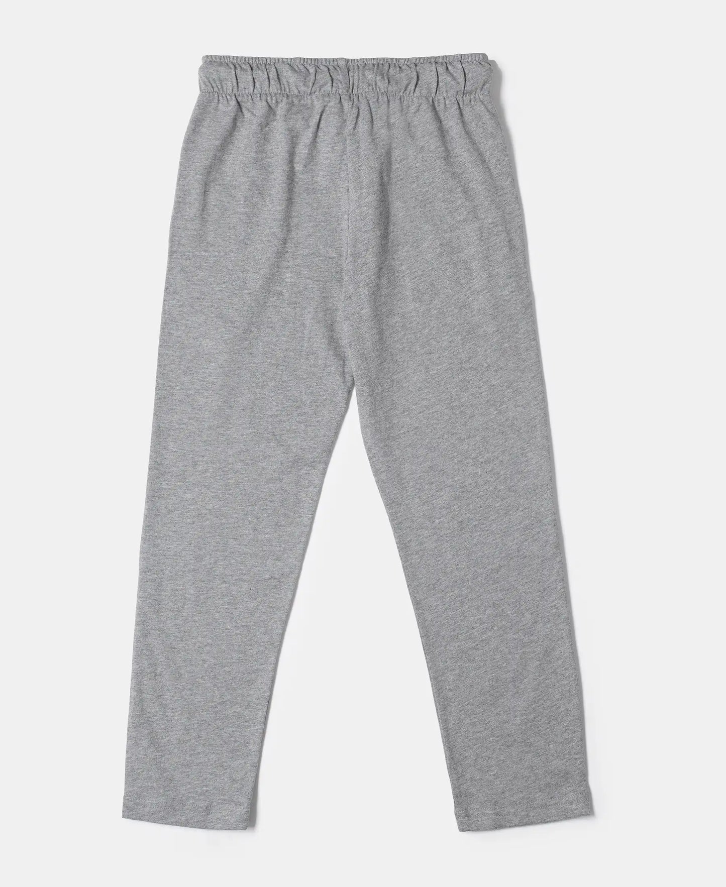 Super Combed Cotton Rich Graphic Printed Trackpants with Contrast Side Piping - Grey Melange & Orange Rust-2