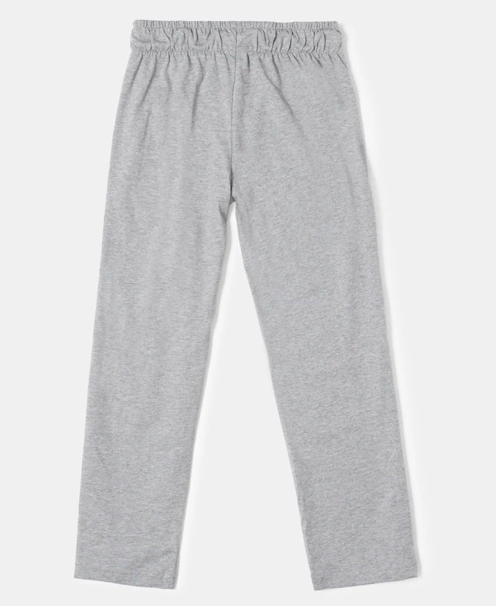 Super Combed Cotton Rich Graphic Printed Trackpants with Contrast Side Piping - Grey Melange-2