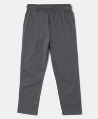 Super Combed Cotton Rich Graphic Printed Trackpants with Contrast Side Piping - Gunmetal-2