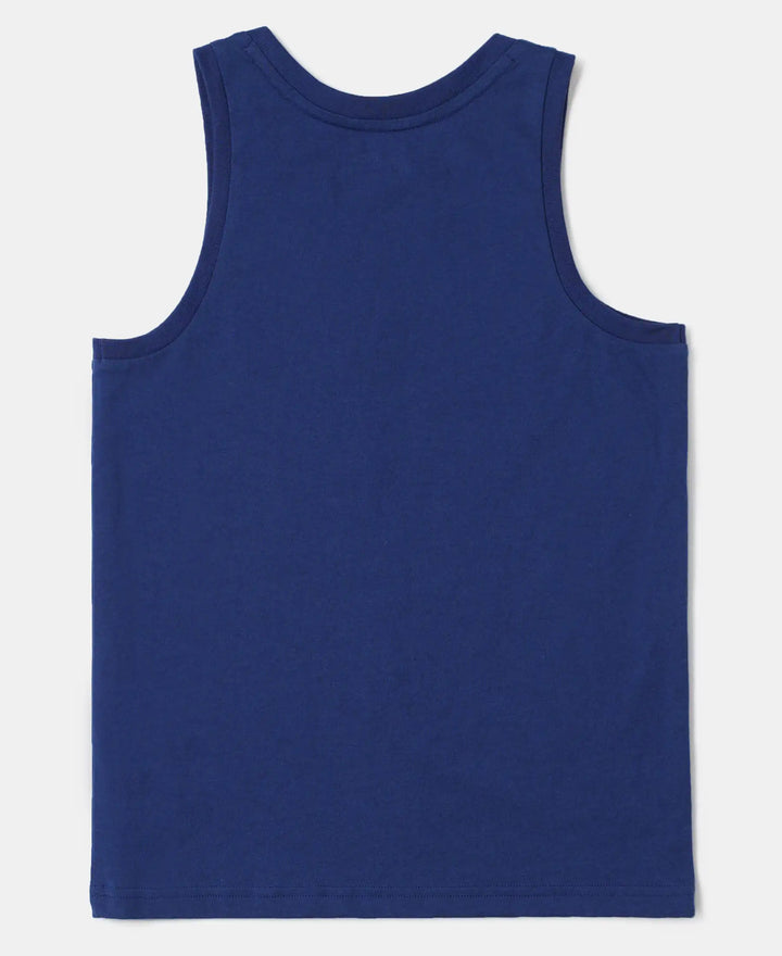 Super Combed Cotton Graphic Printed Tank Top - Blue Depth Printed-2
