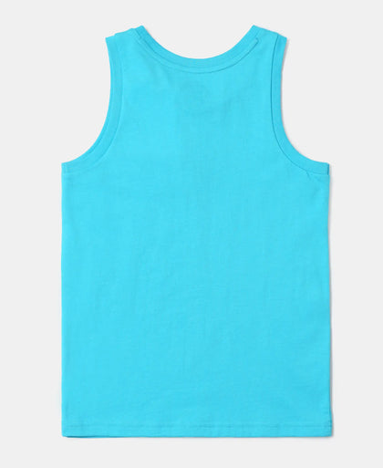 Super Combed Cotton Graphic Printed Tank Top - Scuba Blue Printed-2