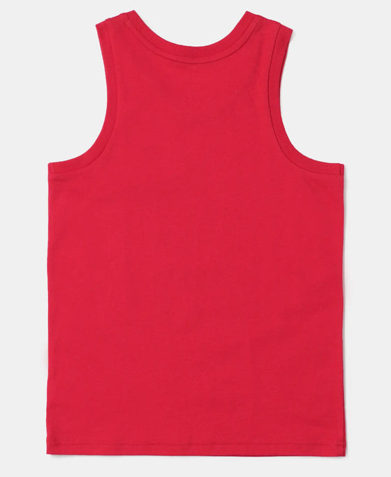 Super Combed Cotton Graphic Printed Tank Top - Team Red Printed-2