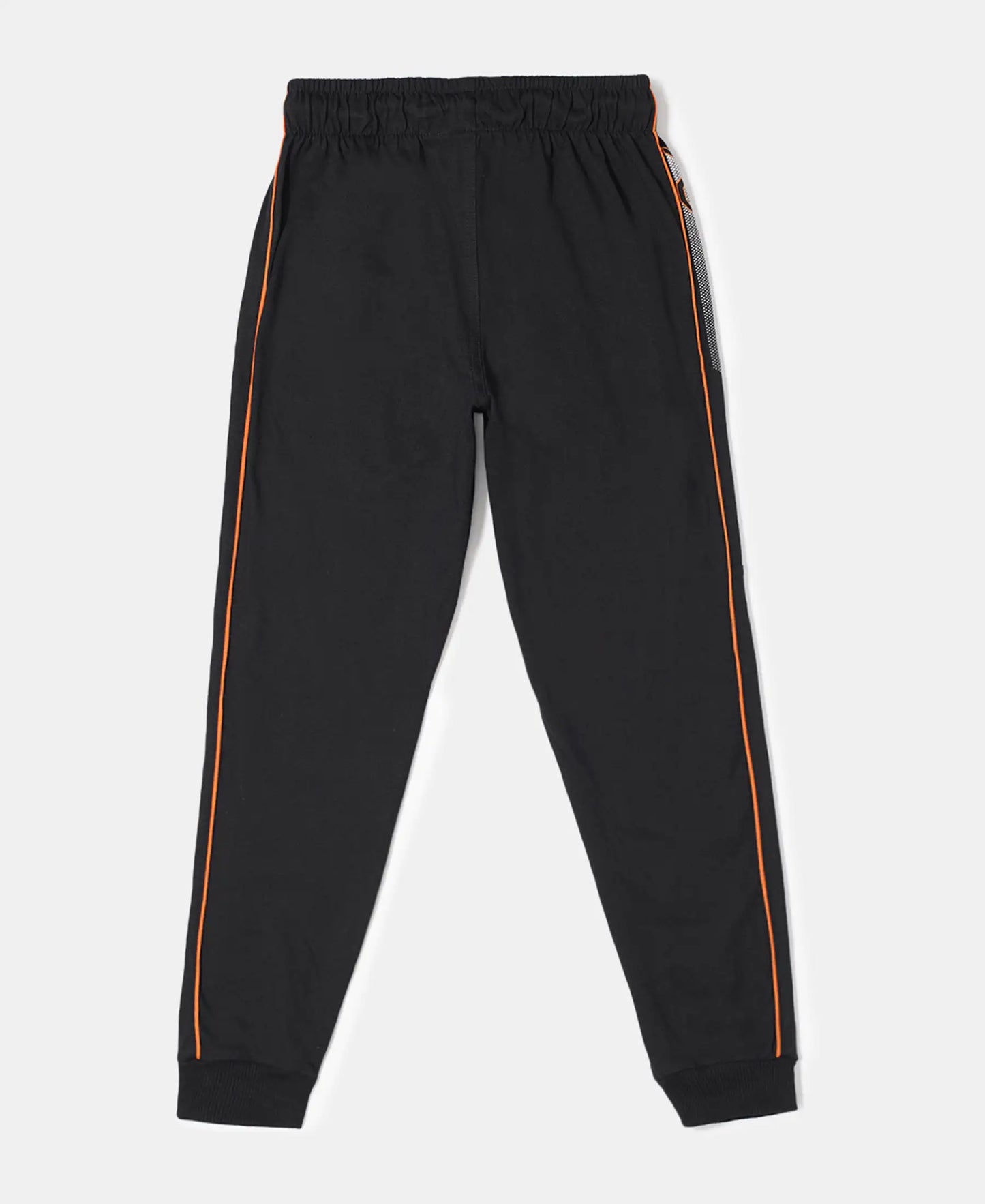 Super Combed Cotton Rich Graphic Printed Joggers with Ribbed Cuff Hem - Black & Golden Poppy-2