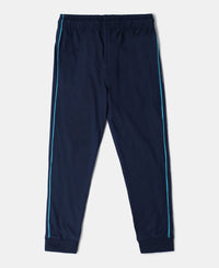 Super Combed Cotton Rich Graphic Printed Joggers with Ribbed Cuff Hem - Navy & Scuba Blue-2